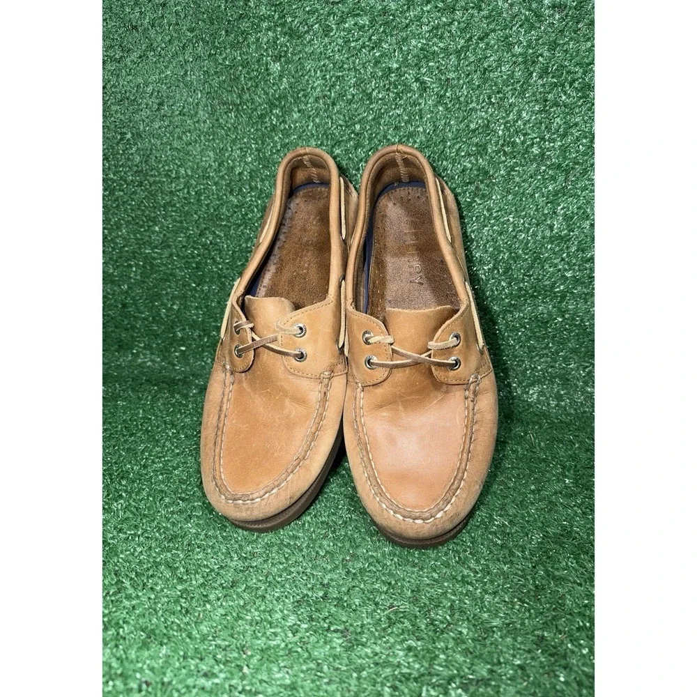 Sperry Sahara Brown Authentic Boat Shoes Men Size 9M Tan Leather Casual Sneakers